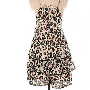 EUC! Urban Outfitters tan, black, orange leopard print, cotton romper, sz S